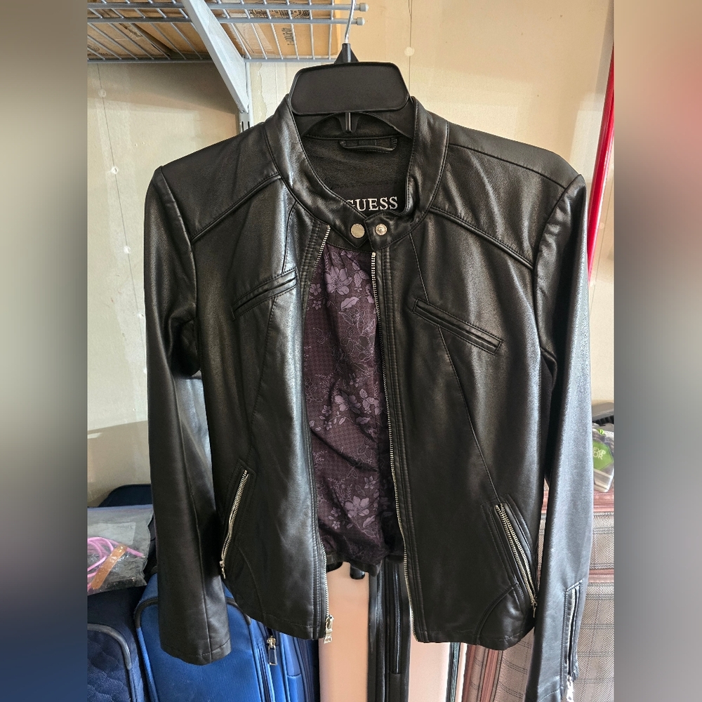 GUESS Black Vegan Jacket for Women